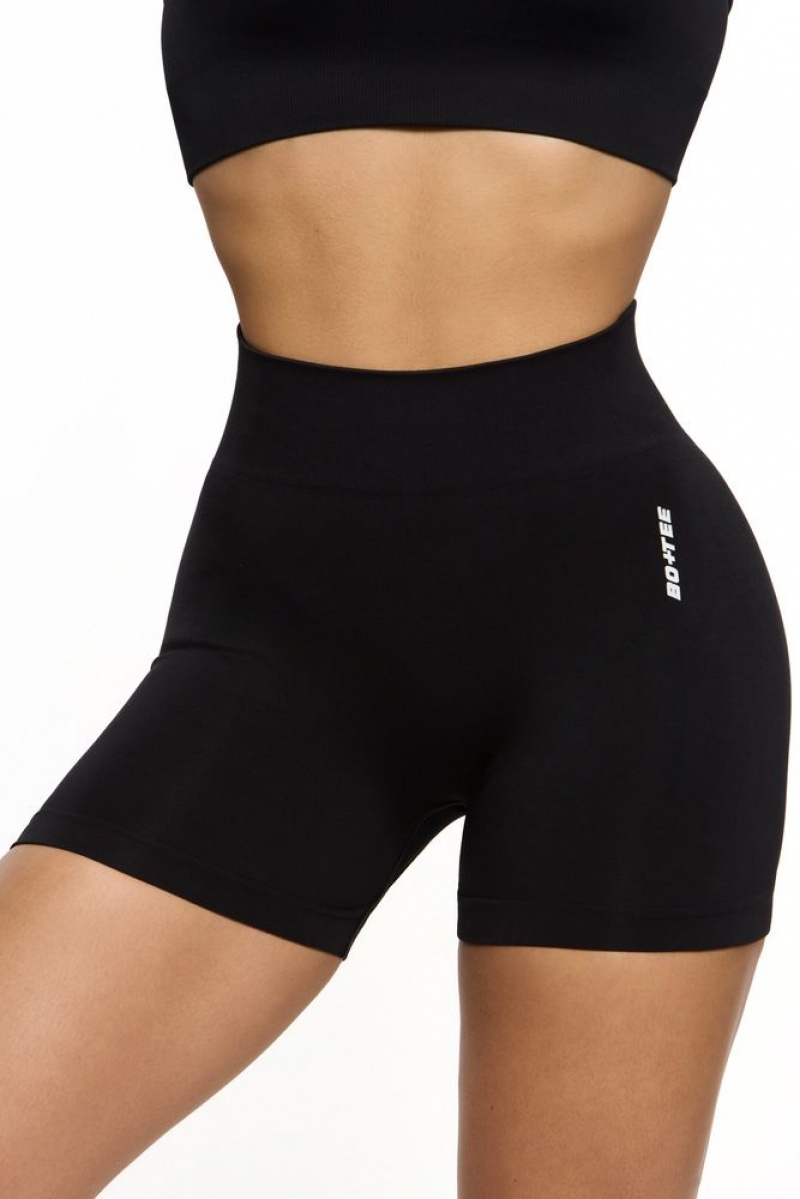 Black Oh Polly Invigorate Seamless High Waist Mini Shorts | NZHR-29543