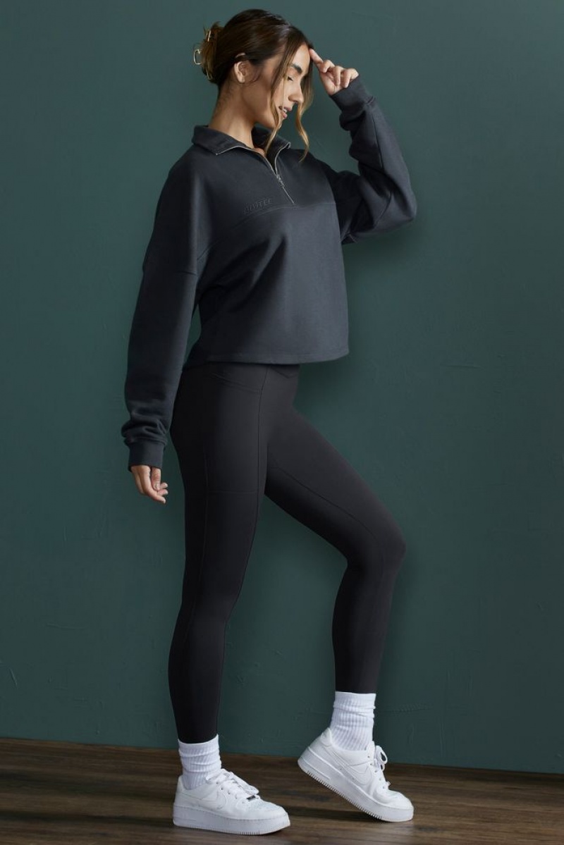 Black Oh Polly Maintenance Oversized Half Zip Sweatshirt | WAFR-85132