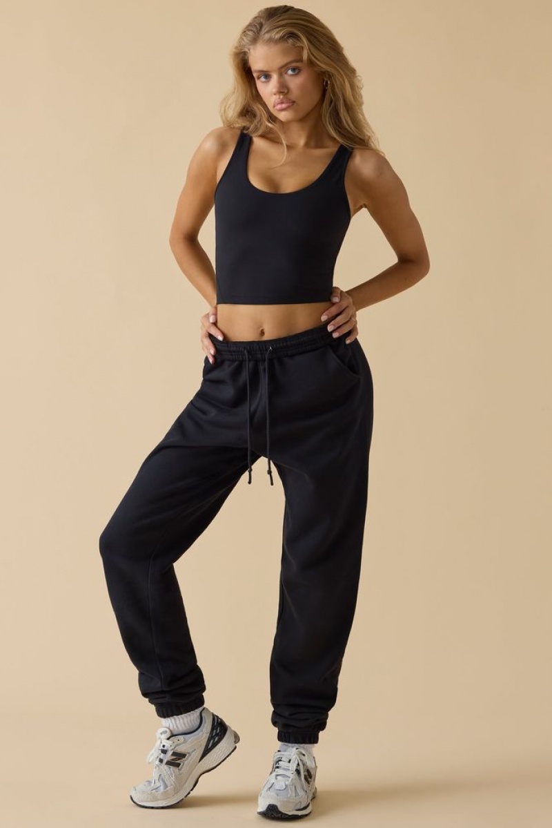 Black Oh Polly Ultimate Petite Mid-Rise Joggers | EWST-45361