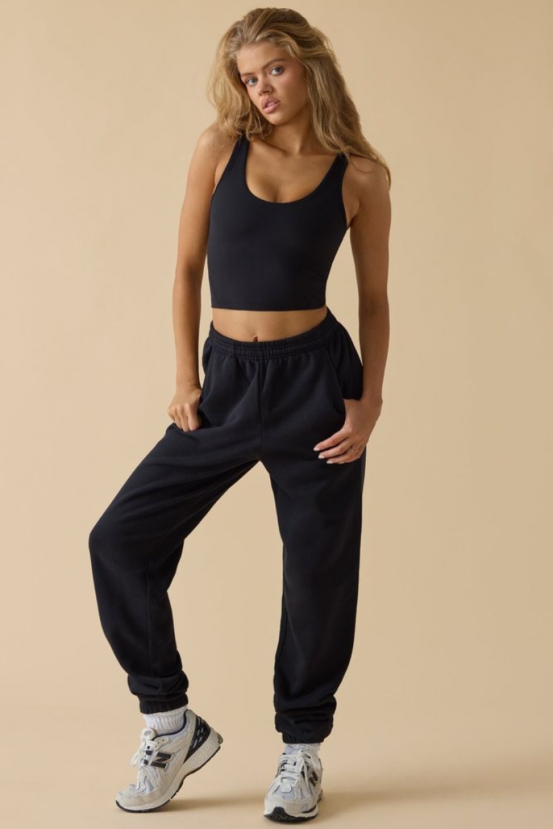 Black Oh Polly Ultimate Petite Mid-Rise Joggers | EWST-45361