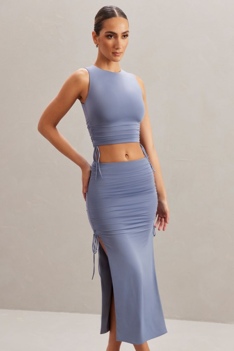 Blue Oh Polly Alinta Mid Rise Midi Skirt | DEHZ-46103