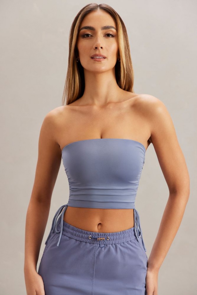 Blue Oh Polly Alisa Ruched Bandeau Crop Top | XYVA-61879