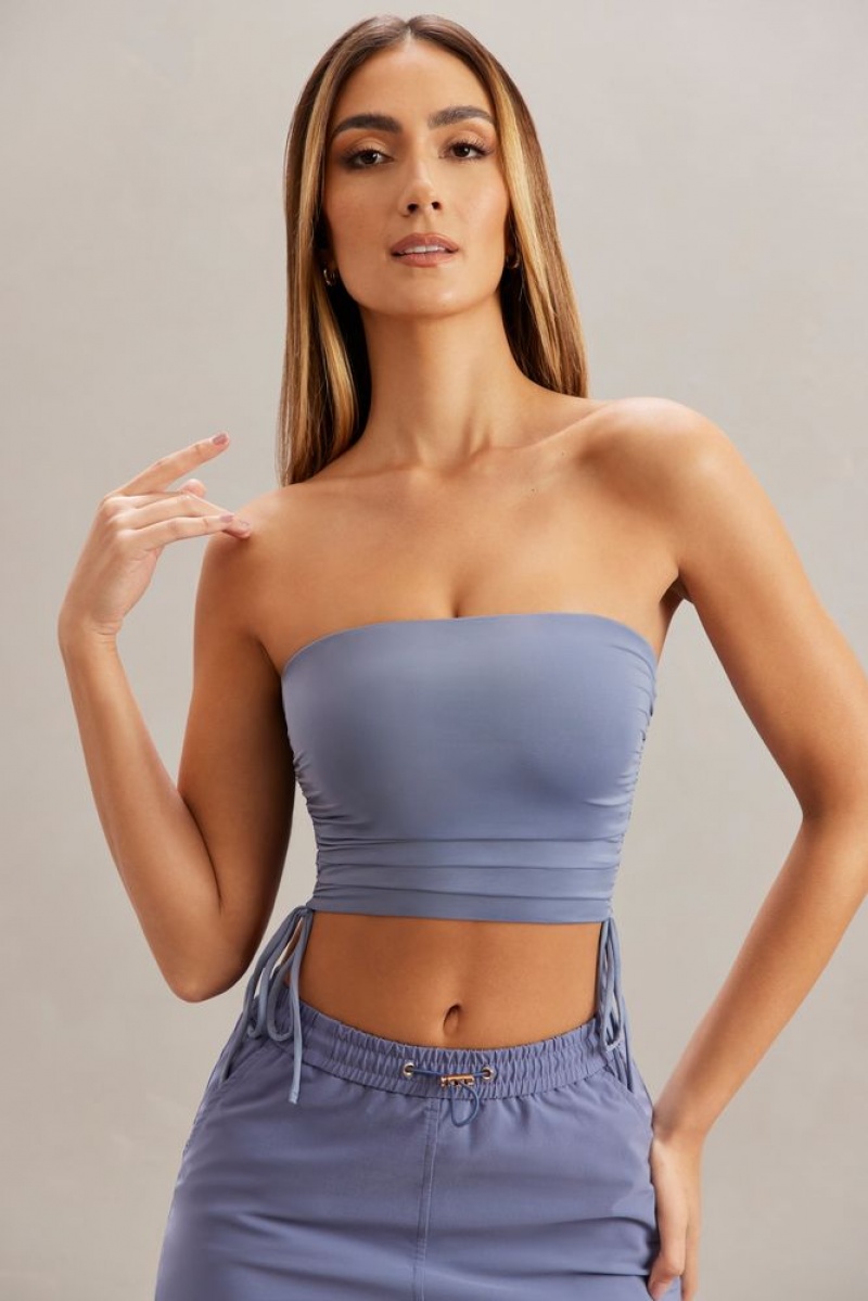 Blue Oh Polly Alisa Ruched Bandeau Crop Top | XYVA-61879