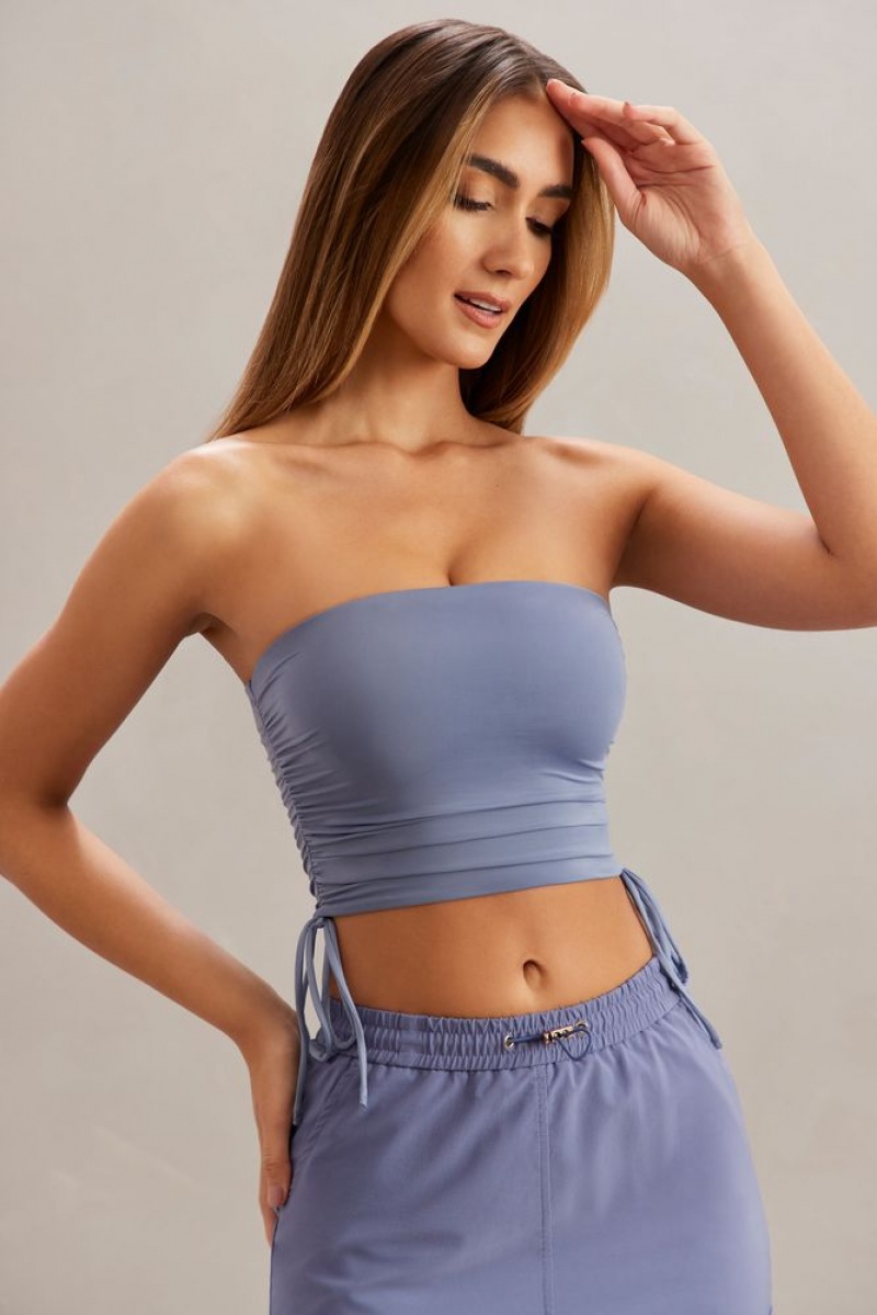 Blue Oh Polly Alisa Ruched Bandeau Crop Top | XYVA-61879