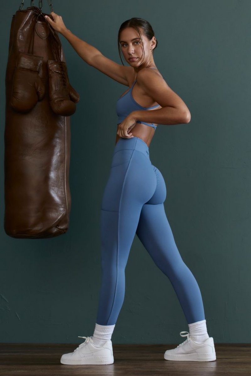 Blue Oh Polly Dedication Petite High Waist Wrap Over Leggings | TOMK-16398