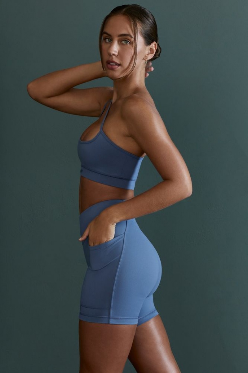 Blue Oh Polly Enhance Asymmetric Neckline Sports Bra | JTSK-96485