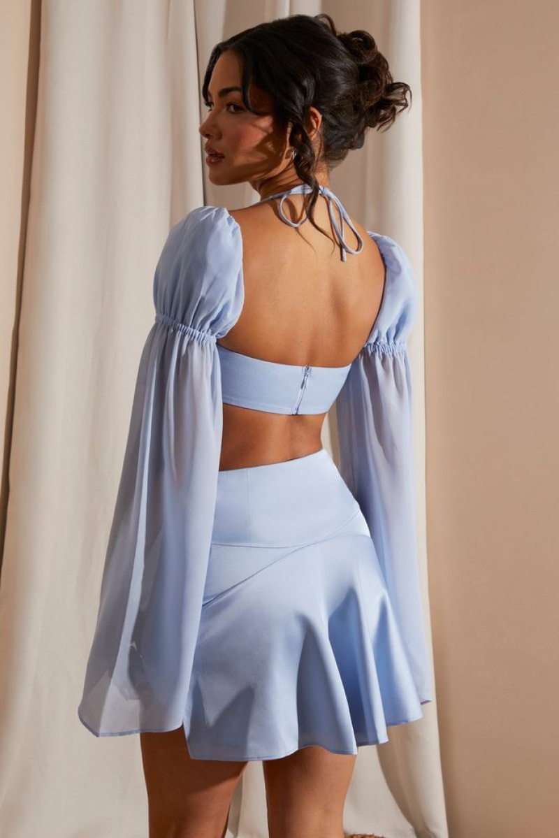 Blue Oh Polly Kateri Long Puff Sleeve Bralette | VNZS-13698