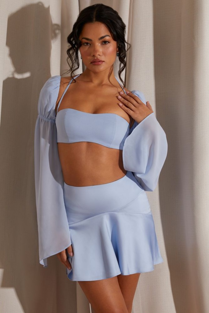 Blue Oh Polly Kateri Long Puff Sleeve Bralette | VNZS-13698