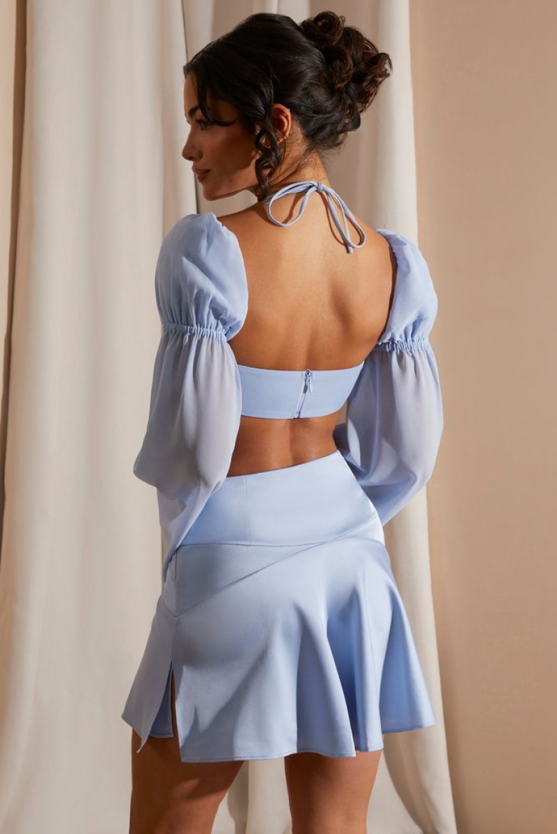 Blue Oh Polly Kateri Long Puff Sleeve Bralette | VNZS-13698