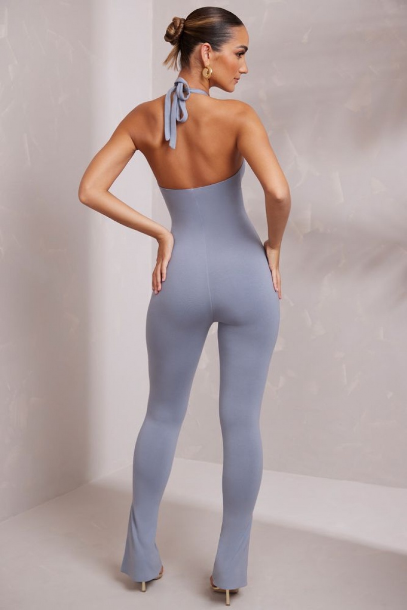 Blue Oh Polly Keava Halter Neck Plunge Jumpsuit | ELXN-57690