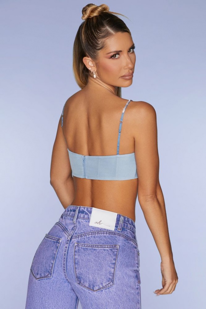 Blue Oh Polly La Rochelle Embellished Strap Crop Top | GCTH-47659