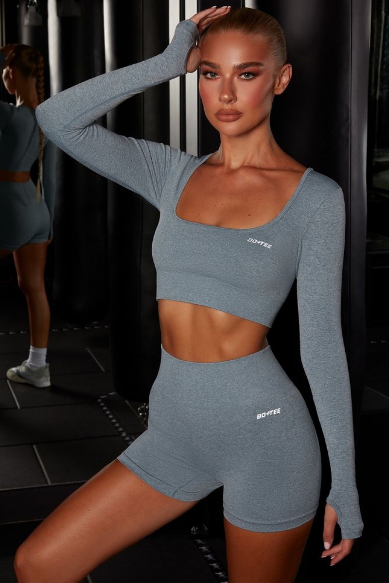 Blue Oh Polly Motion Seamless Long Sleeve Crop Top | UOVQ-83219