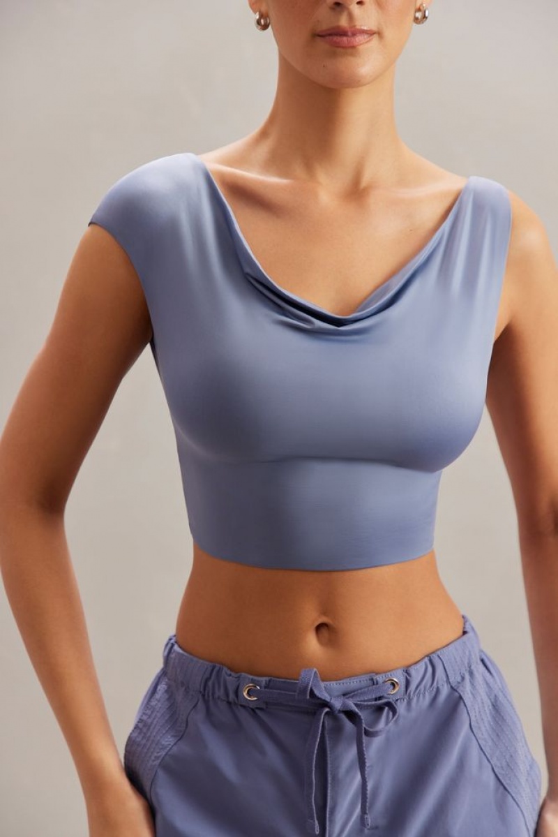 Blue Oh Polly Yindi Cowl Neck Crop Top | UDVS-60791