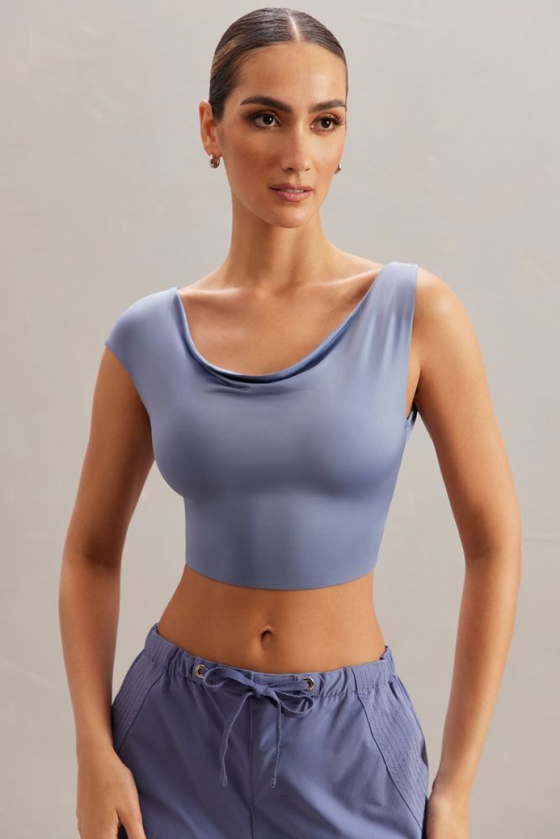 Blue Oh Polly Yindi Cowl Neck Crop Top | UDVS-60791