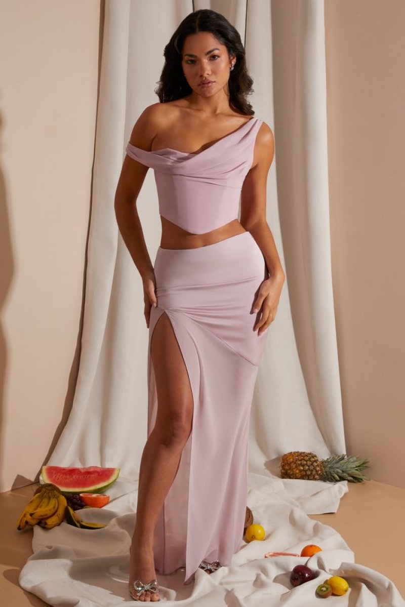 Blush Oh Polly Eden Mid Rise High Slit Maxi Skirt | CYHP-97328