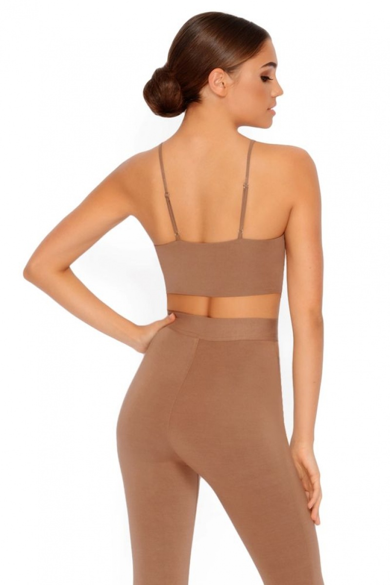 Brown Oh Polly Cut Outta Here Crop Top | KIPQ-68291