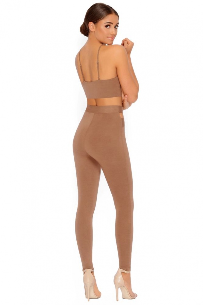 Brown Oh Polly Cut Outta Here Crop Top | KIPQ-68291