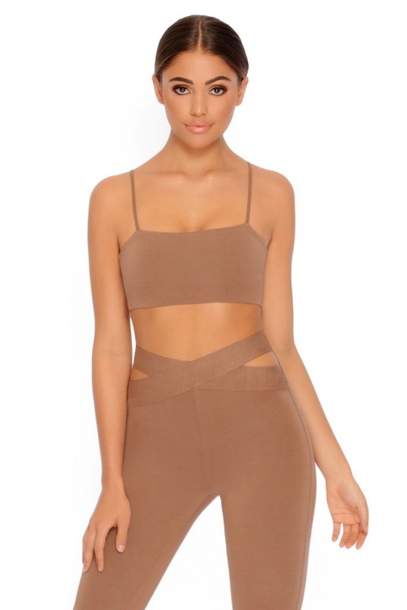 Brown Oh Polly Cut Outta Here Crop Top | KIPQ-68291