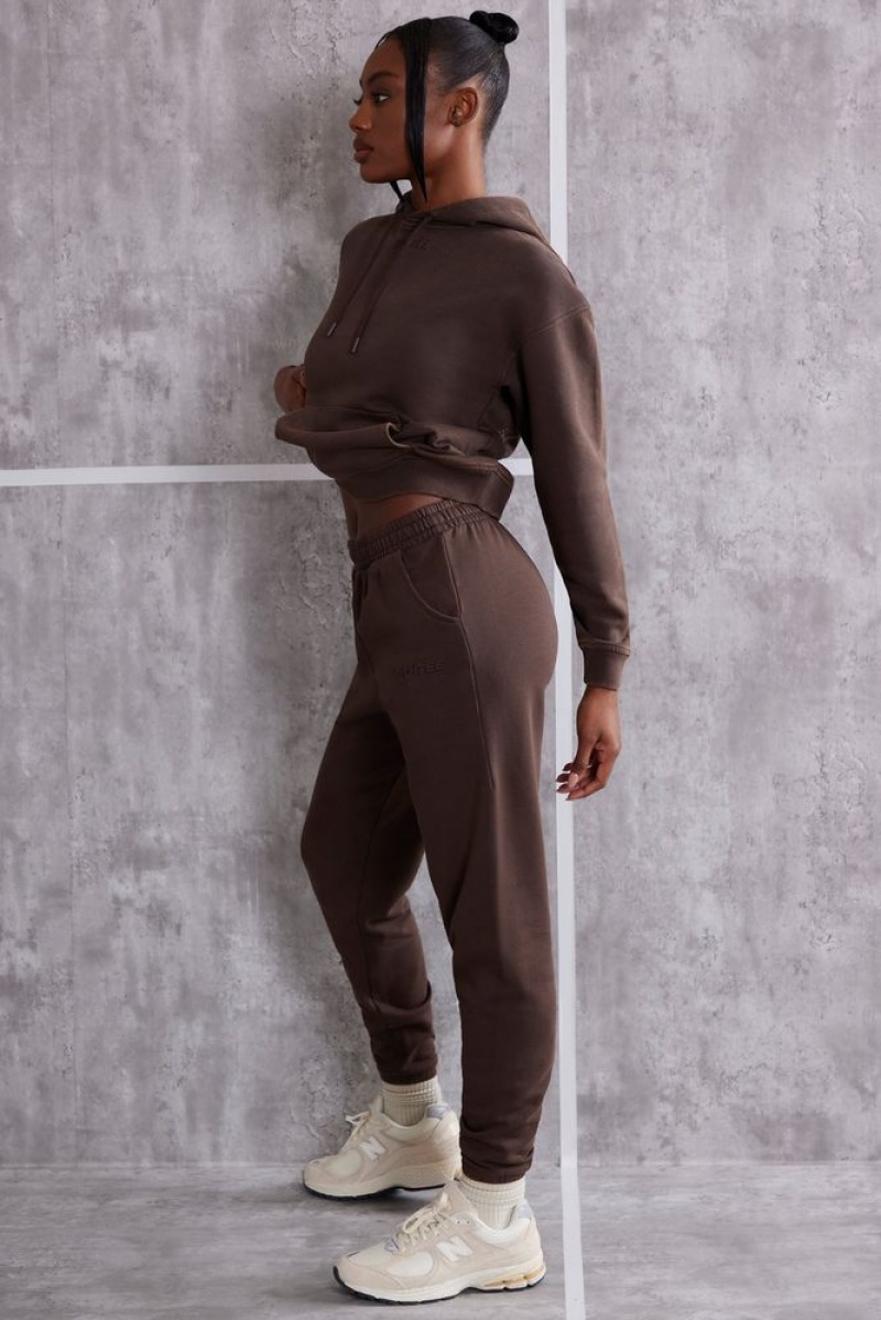 Brown Oh Polly Effortless High Waist Cuffed Joggers | CDKU-13960