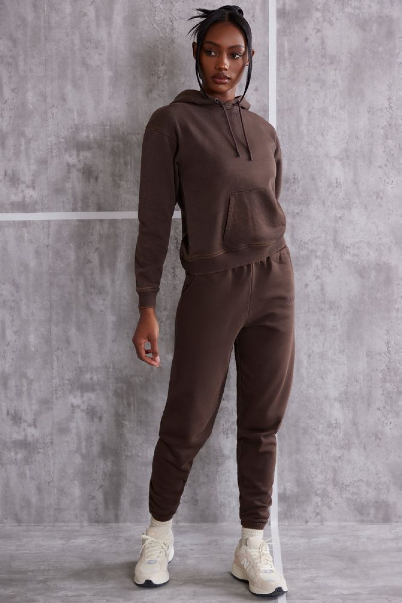 Brown Oh Polly Effortless Petite High Waist Cuffed Joggers | NTDF-26175