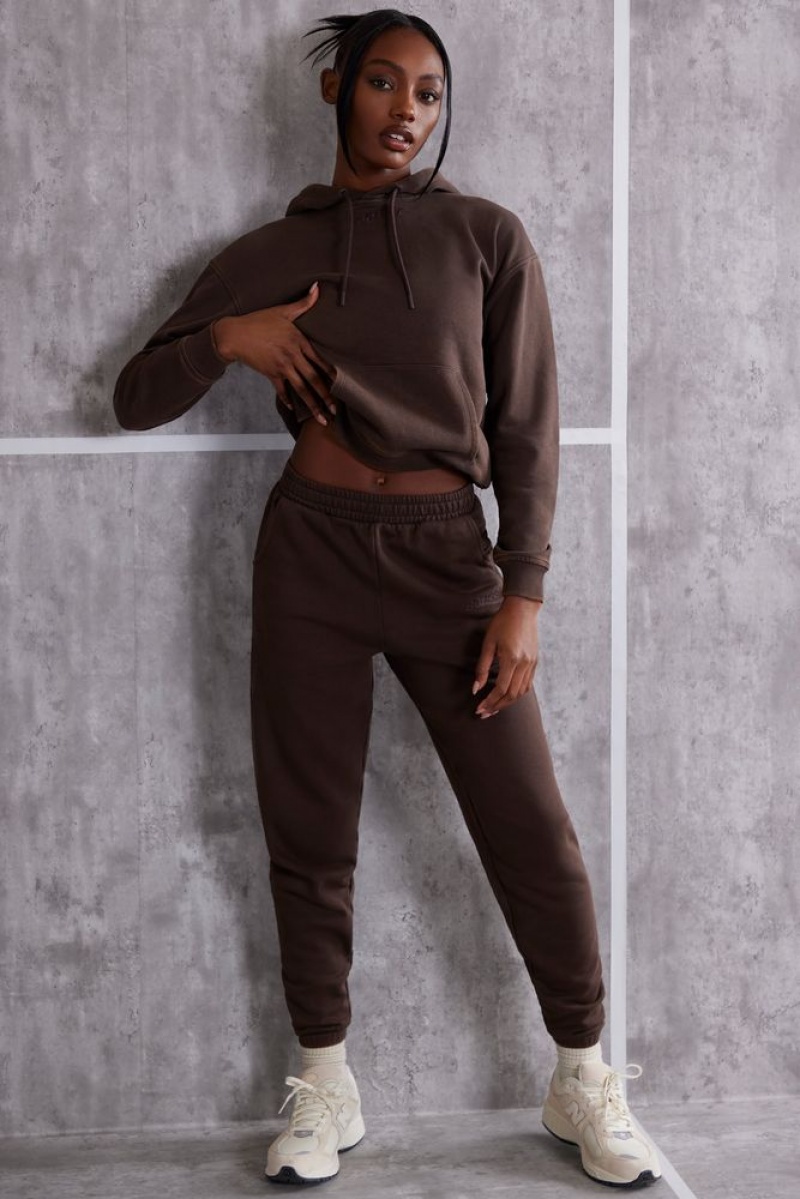 Brown Oh Polly Effortless Petite High Waist Cuffed Joggers | NTDF-26175