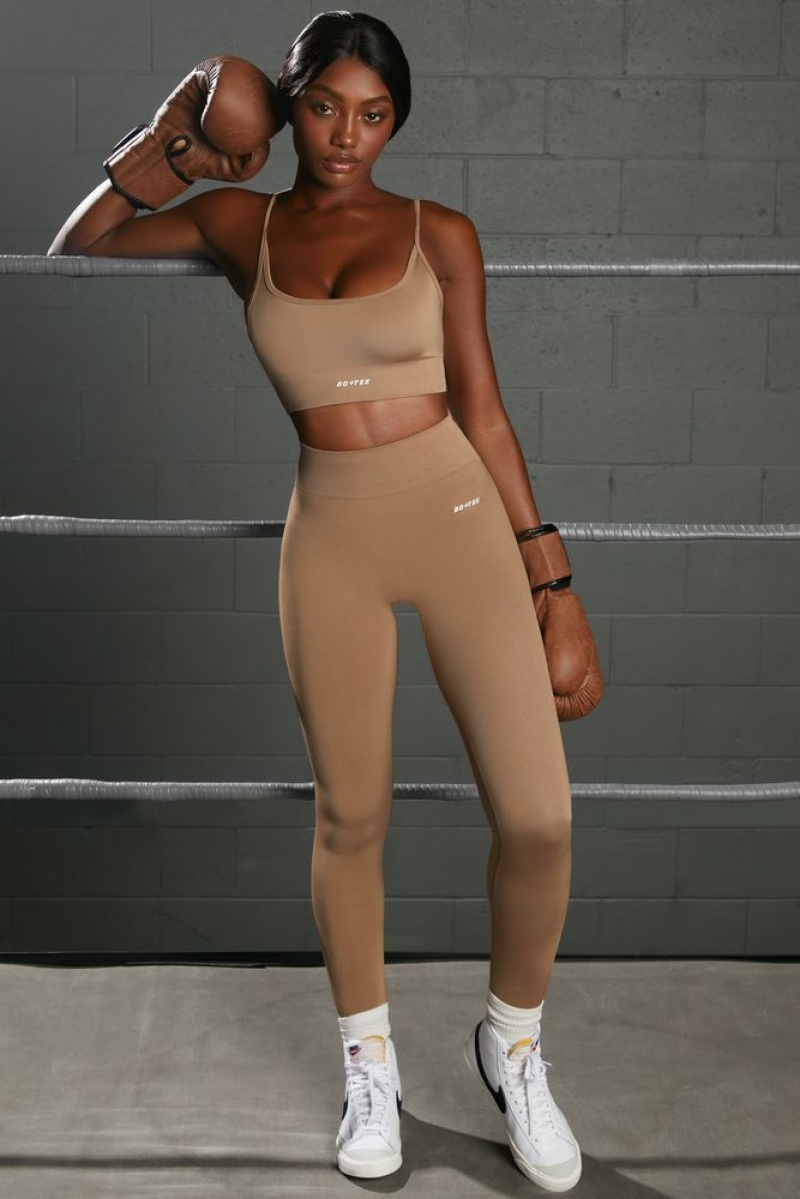 Brown Oh Polly Surge Curved Waist Seamless Leggings | ELJP-84261