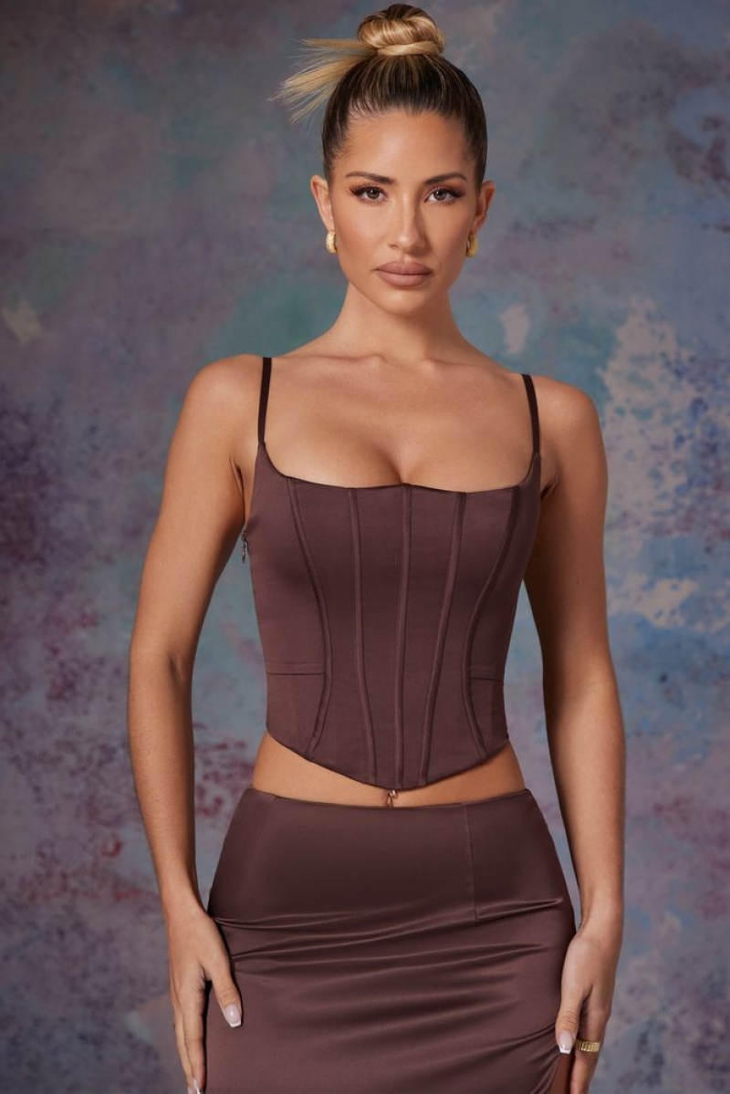 Brown Oh Polly Zella Push Up Full Length Corset | GEKU-75024