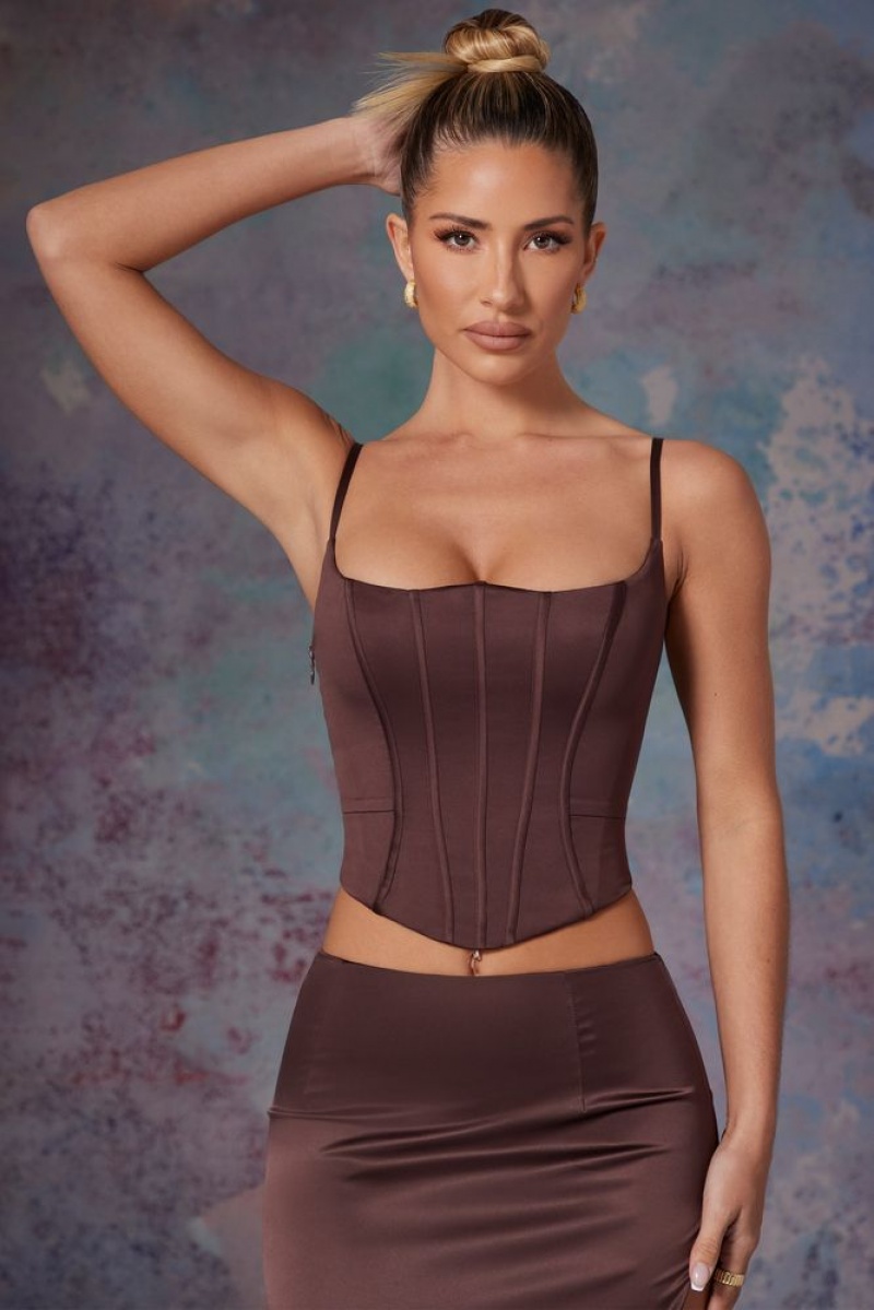 Brown Oh Polly Zella Push Up Full Length Corset | GEKU-75024