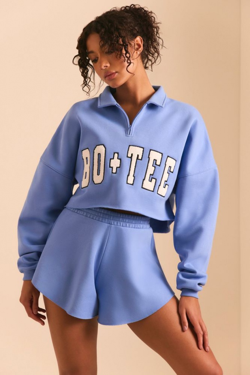 Cerulean Blue Oh Polly Restore Half Zip Sweater | SVER-31584