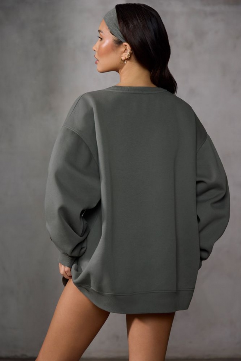 Charcoal Oh Polly New Staples Oversized Sweatshirt | KCBE-17309