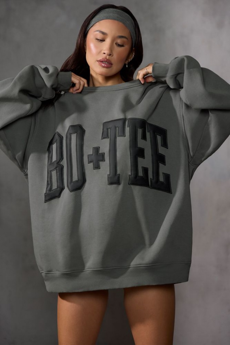 Charcoal Oh Polly New Staples Oversized Sweatshirt | KCBE-17309