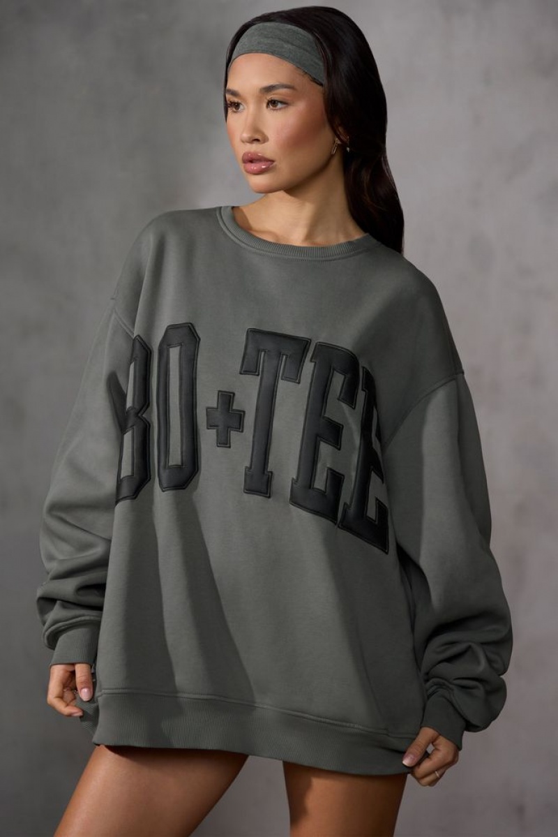 Charcoal Oh Polly New Staples Oversized Sweatshirt | KCBE-17309