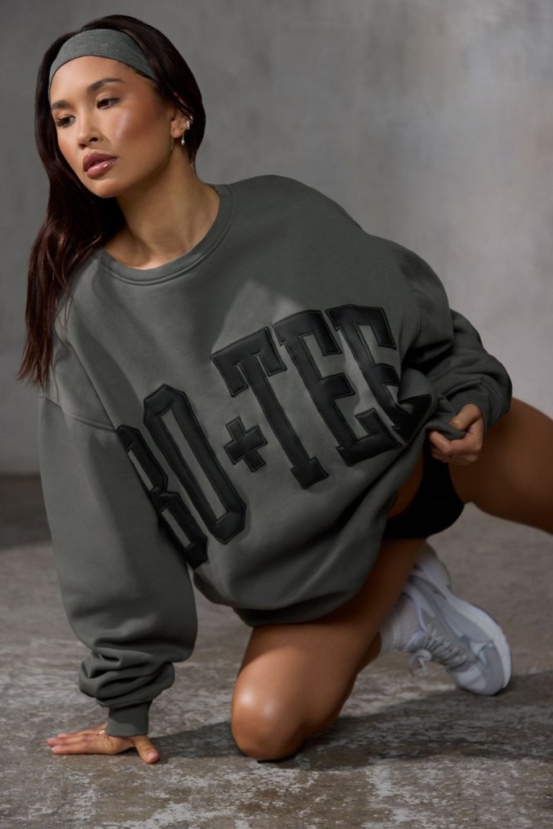 Charcoal Oh Polly New Staples Oversized Sweatshirt | KCBE-17309