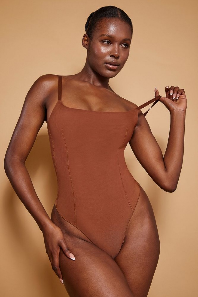 Chestnut Oh Polly INTIMATES Soft Mesh Bodysuit | ZVCU-24390