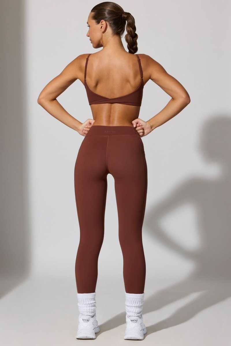 Chocolate Oh Polly Change Petite Full Length Leggings with Pockets | UKGO-19802