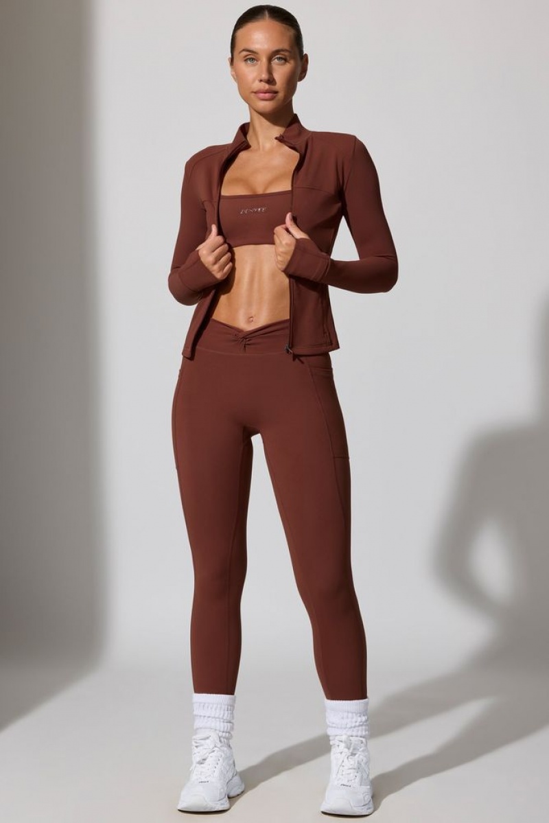 Chocolate Oh Polly Change Petite Full Length Leggings with Pockets | UKGO-19802