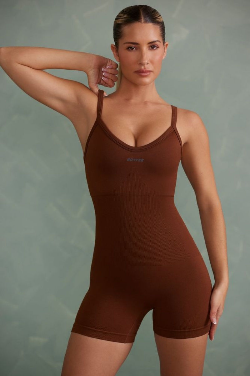 Copper Brown Oh Polly Form Super Sculpt Unitard | AERC-48320