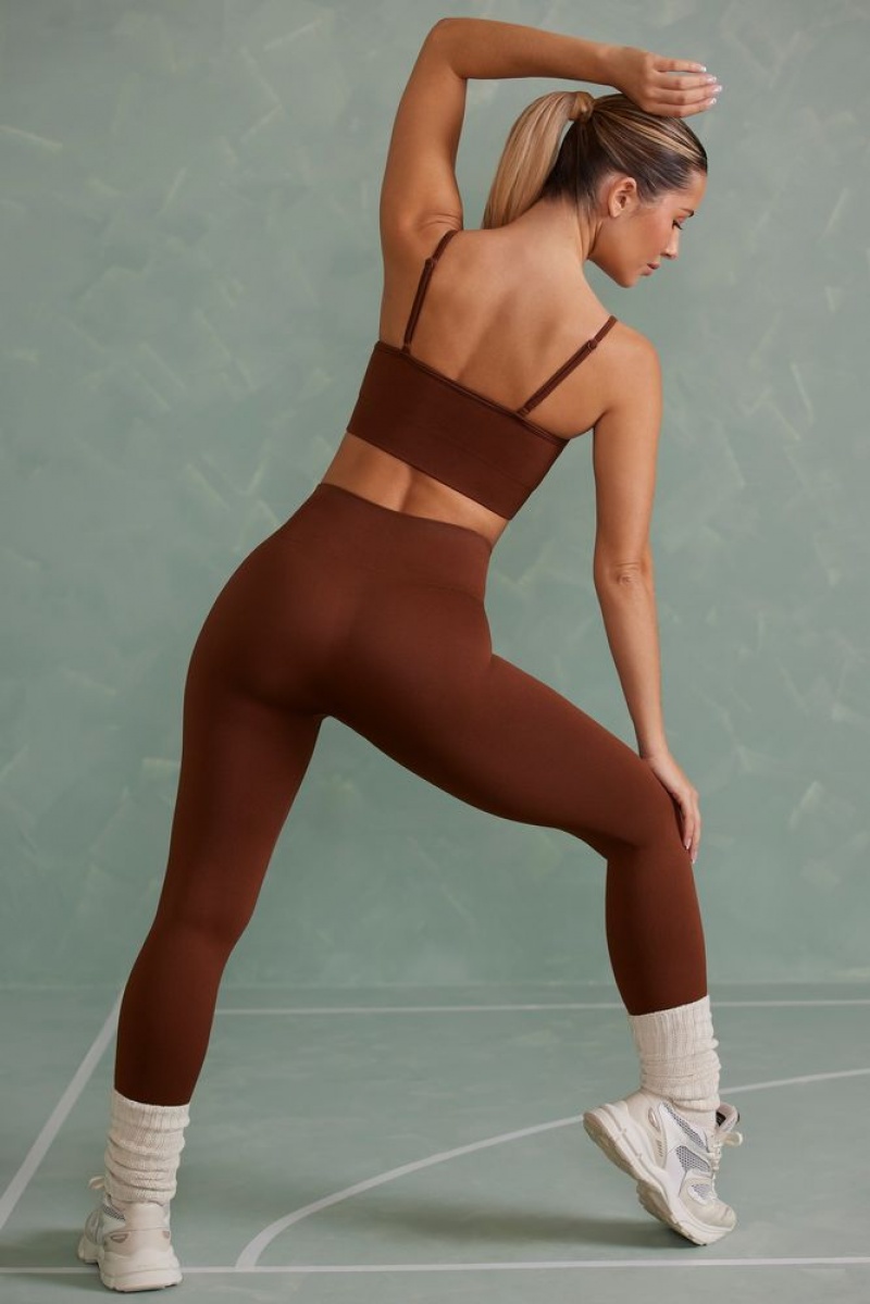 Copper Brown Oh Polly Vitality Petite Super Sculpt Full Length Leggings | NIHD-13695