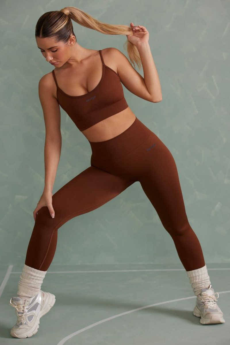 Copper Brown Oh Polly Vitality Petite Super Sculpt Full Length Leggings | NIHD-13695