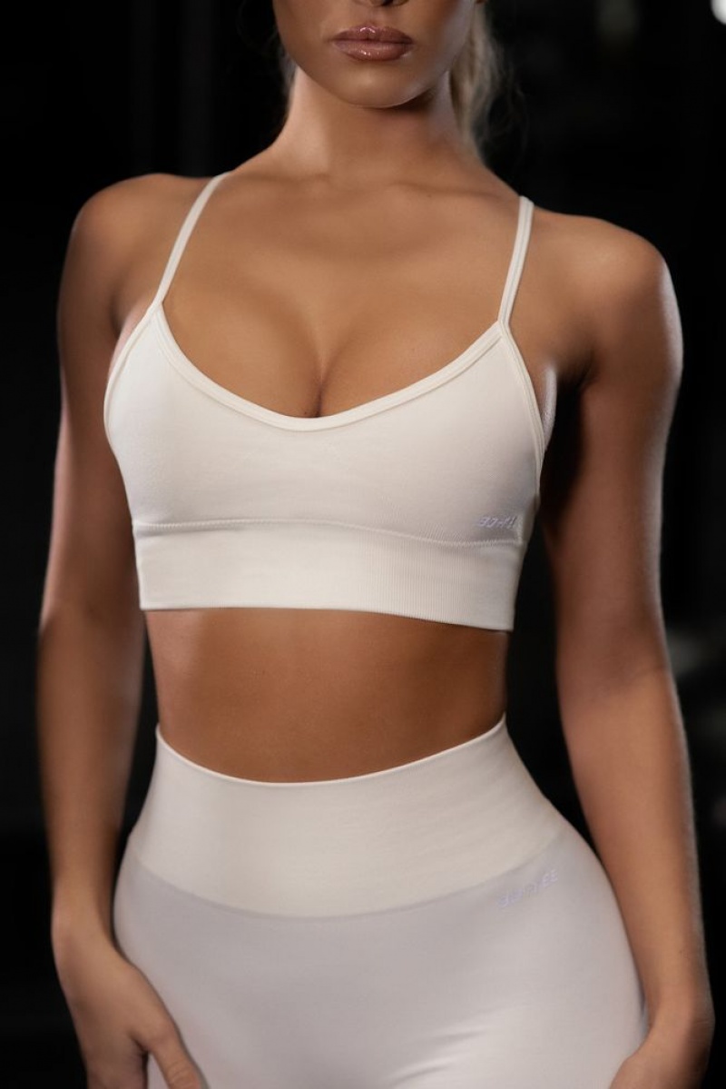 Cream Oh Polly Empower Seamless V Neck Sports Bra | DFWB-70143