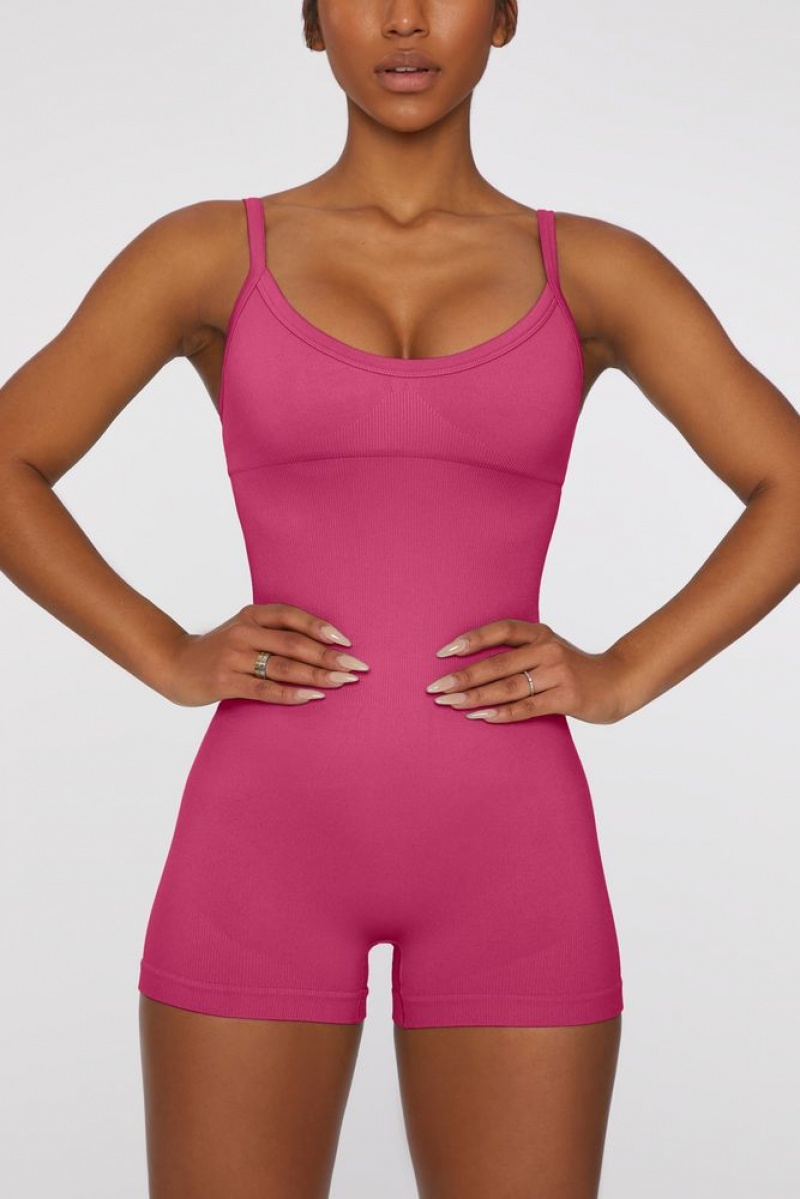 Dark Pink Oh Polly Ambitious Scoop Neck Unitard | ZUDM-09632