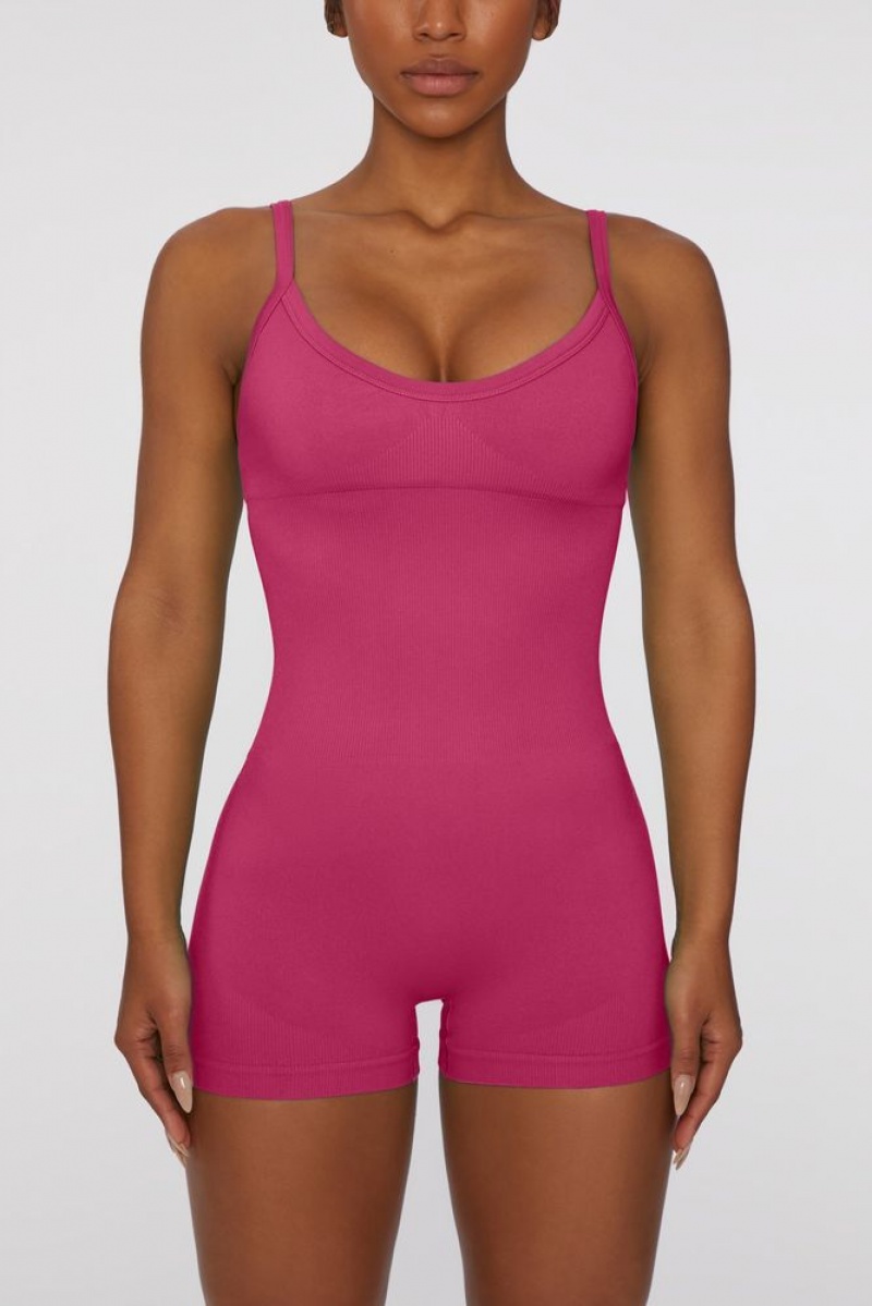 Dark Pink Oh Polly Ambitious Scoop Neck Unitard | ZUDM-09632