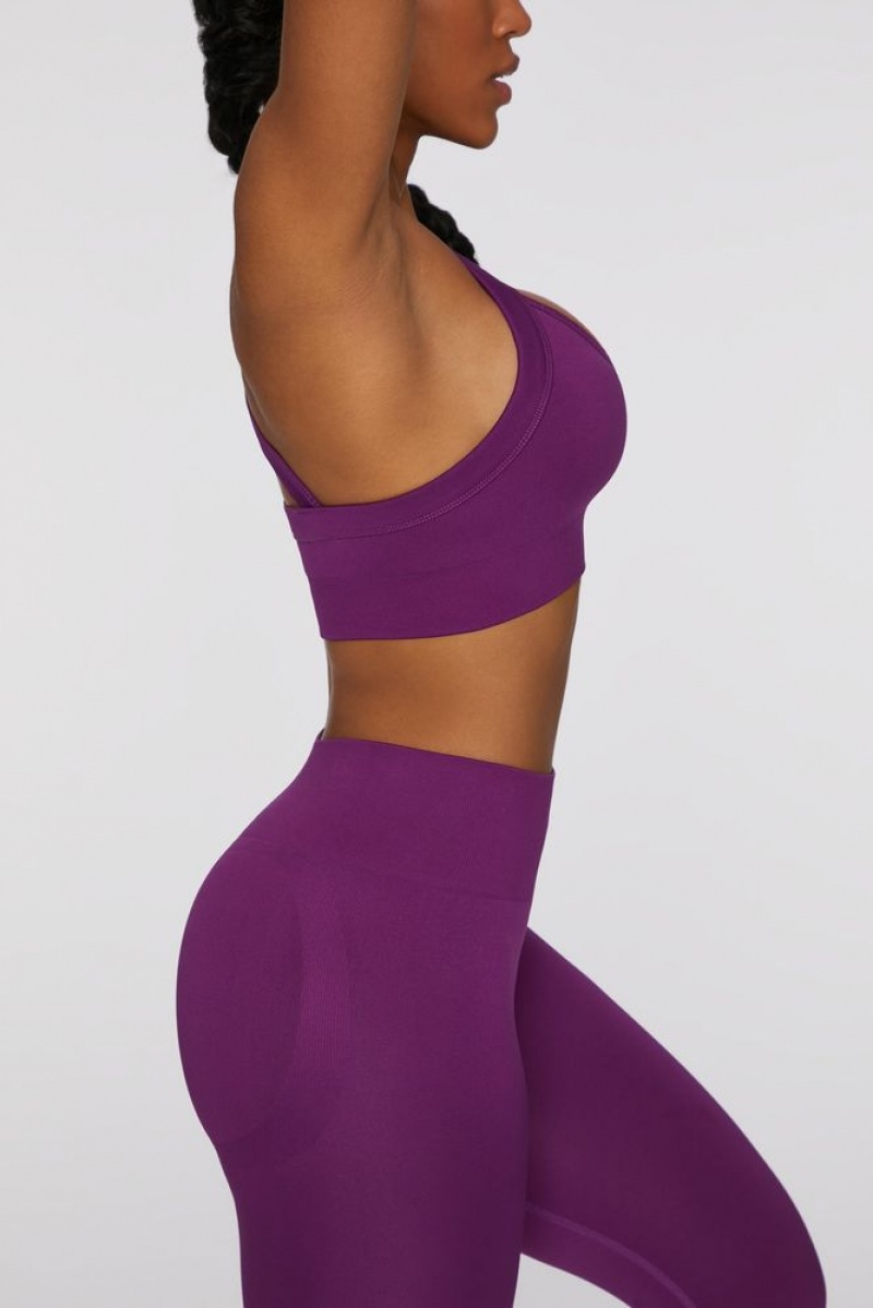 Dark Purple Oh Polly Purpose Cross Back Sports Bra | COEB-08163