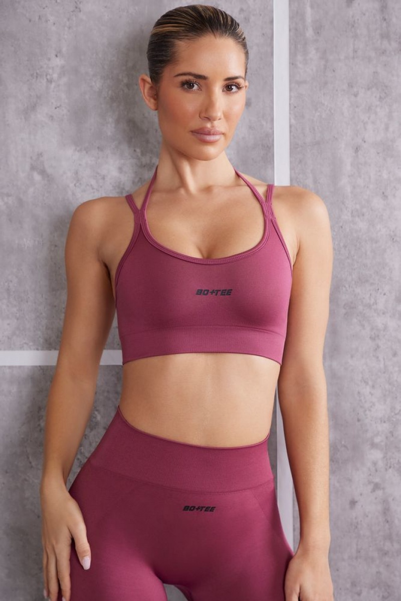 Dark Rose Oh Polly Aligned Scoop Neck Sports Bra | JNBD-26470