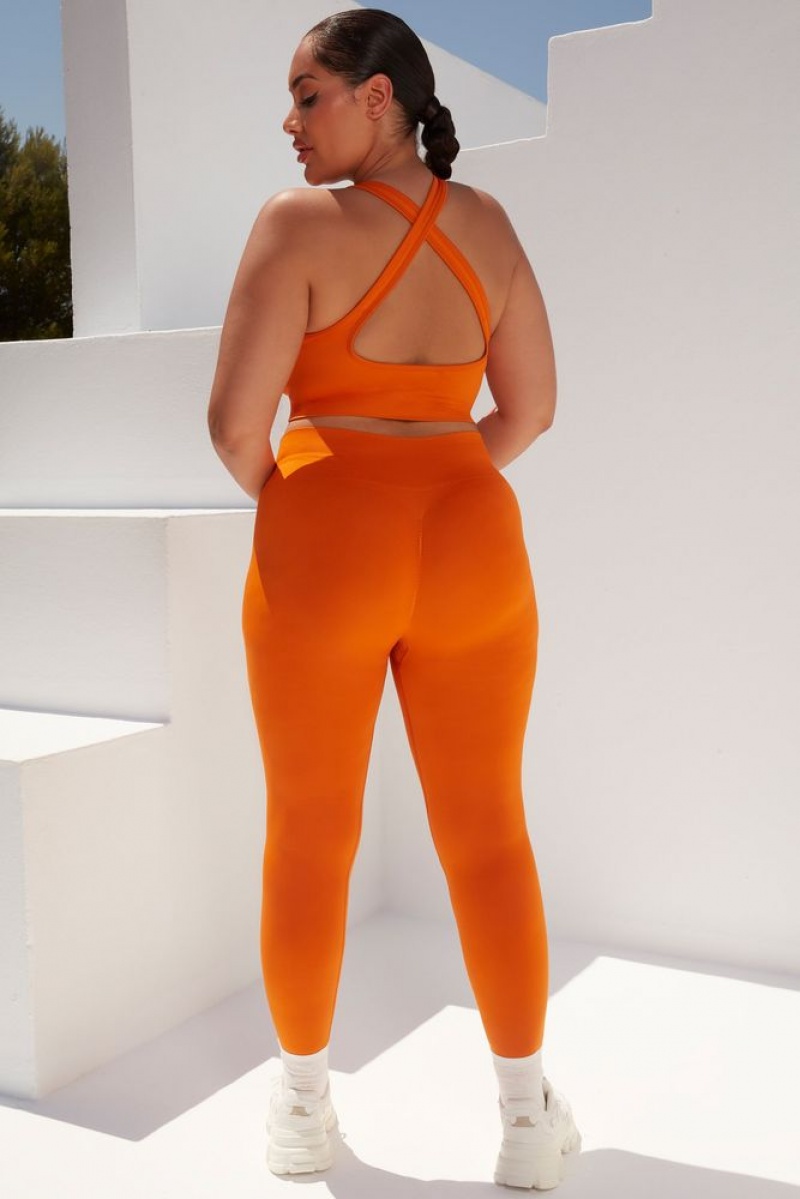 Deep Orange Oh Polly Surge Curved Waist Seamless Leggings | JRNP-87296