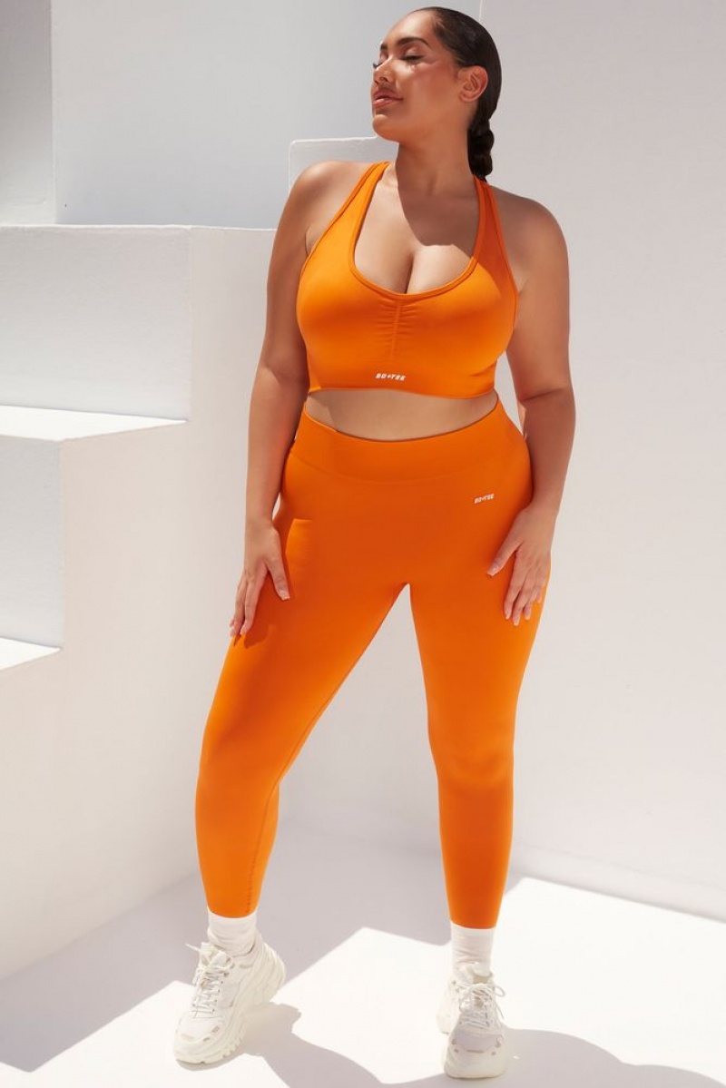 Deep Orange Oh Polly Surge Curved Waist Seamless Leggings | JRNP-87296