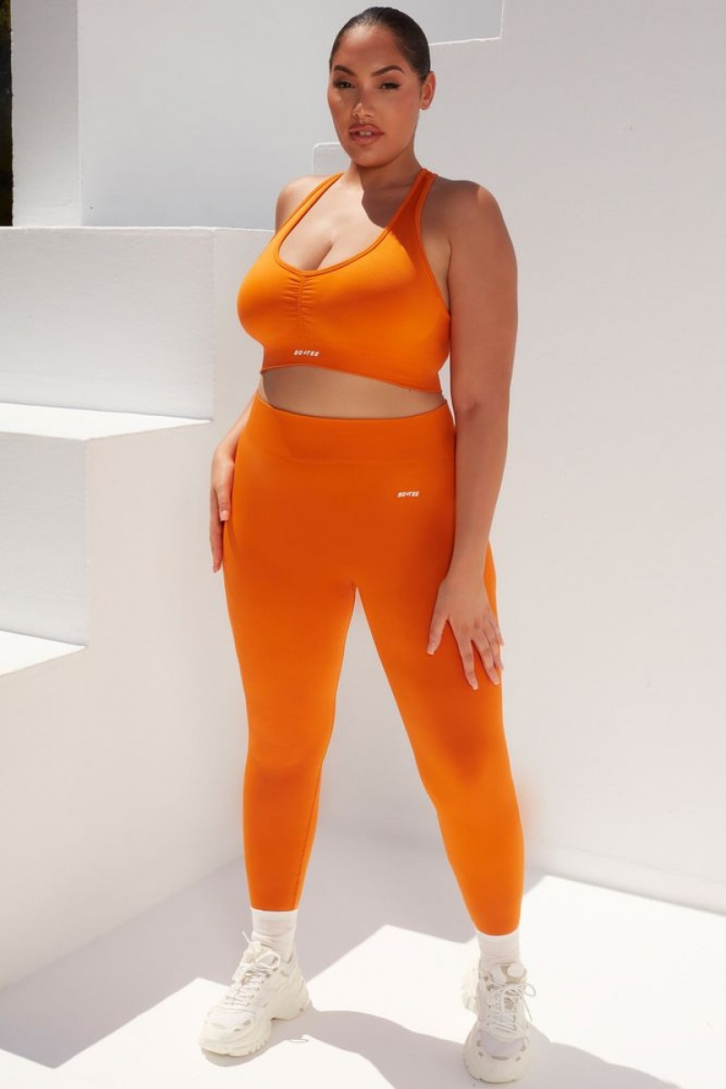 Deep Orange Oh Polly Surge Curved Waist Seamless Leggings | JRNP-87296