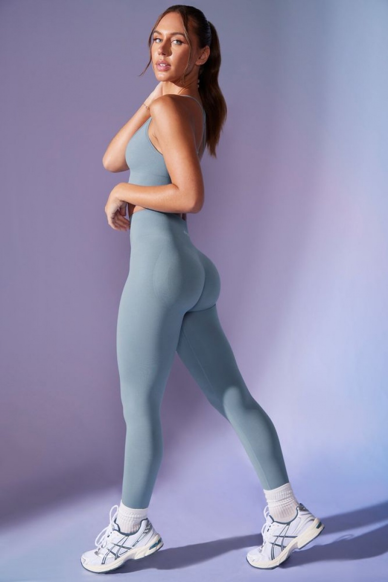 Denim Blue Oh Polly Power High Waist Define Luxe Leggings | SVUW-35246