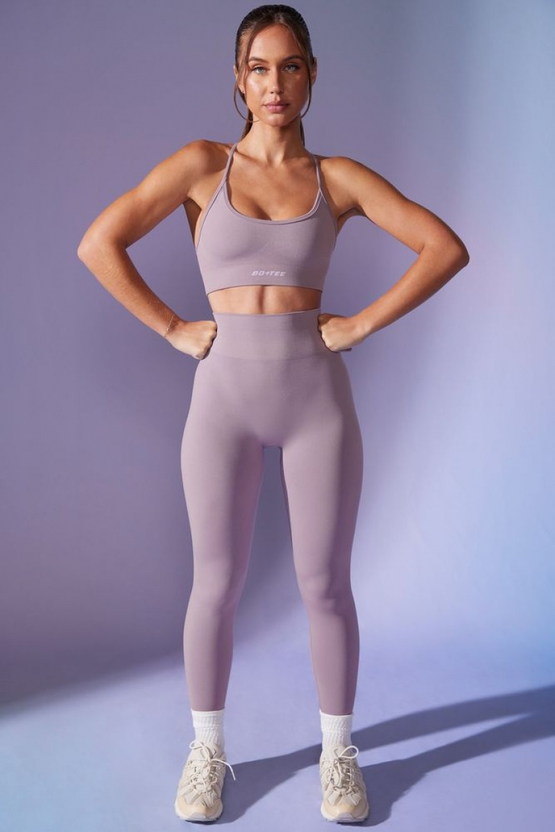 Dusty Lilac Oh Polly Power High Waist Define Luxe Leggings | UKFT-65978