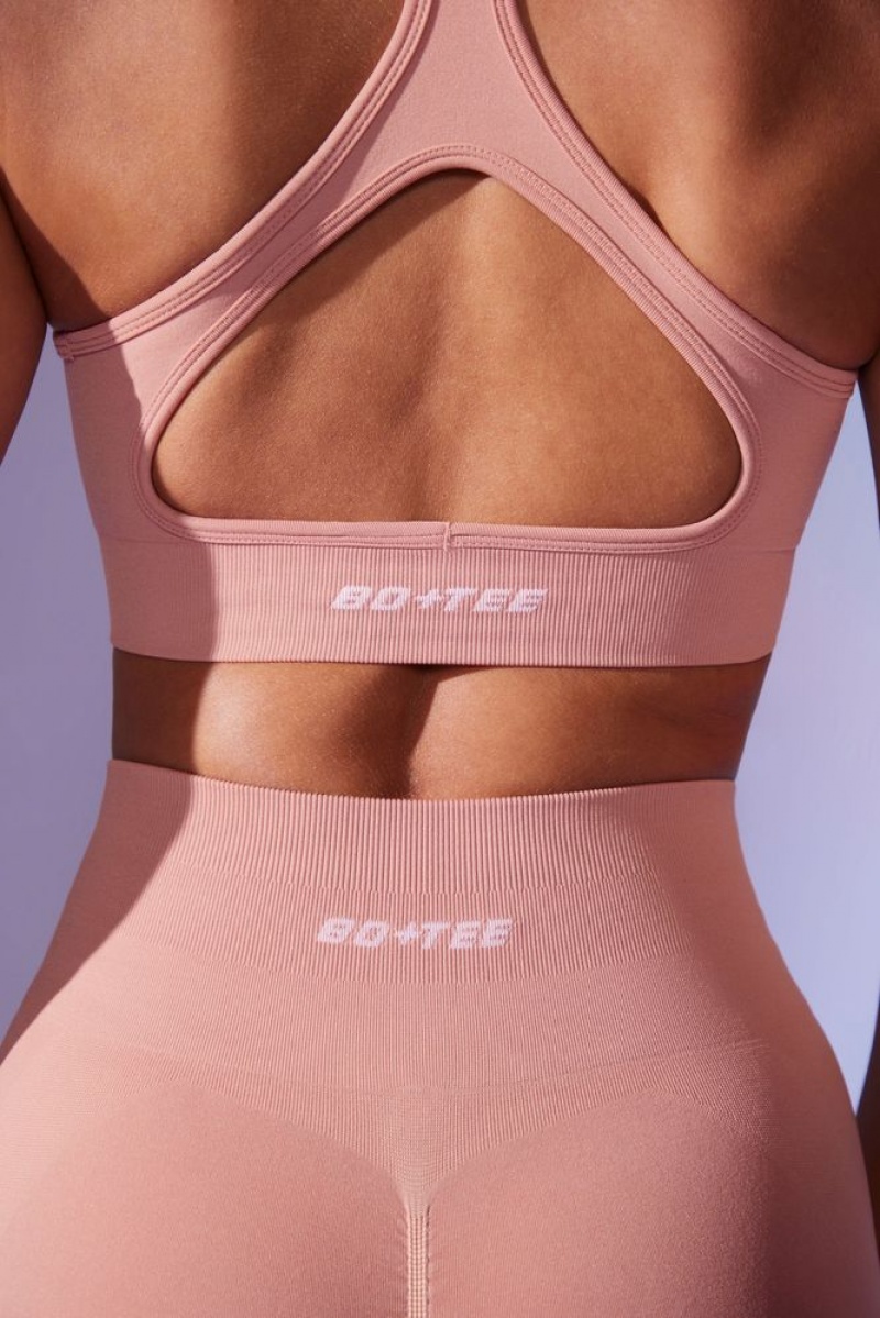 Dusty Mauve Oh Polly Mindset Cut Out Define Luxe Sports Bra | QSTB-72359